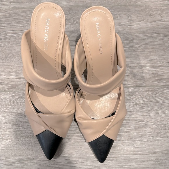 🆕 Marc Fisher style: MF Heaton tan and black pointy toe pumps Size 9 - Picture 2 of 7